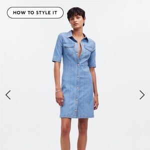 Madewell Denim Seamed Mini Shirtdress in Palermo size 6